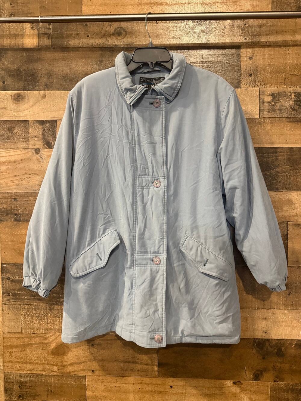 Vintage Forecaster of Boston Women’s Light Blue Zip & Button Coat - Size Small